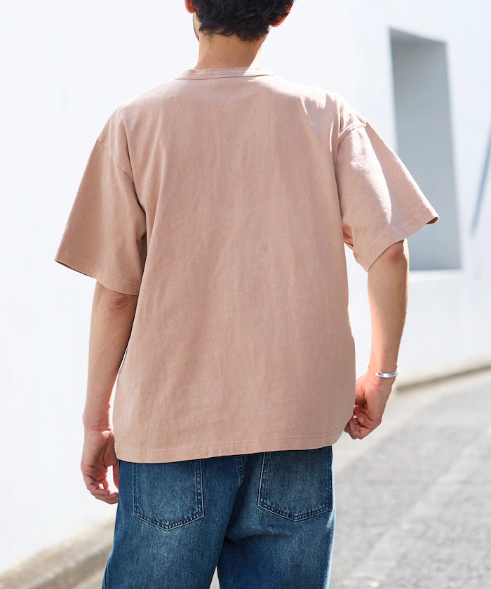 HEAVY WEIGHT/Pigment Short Sleeve Henley Neck T-Shirt/10.5 ounces