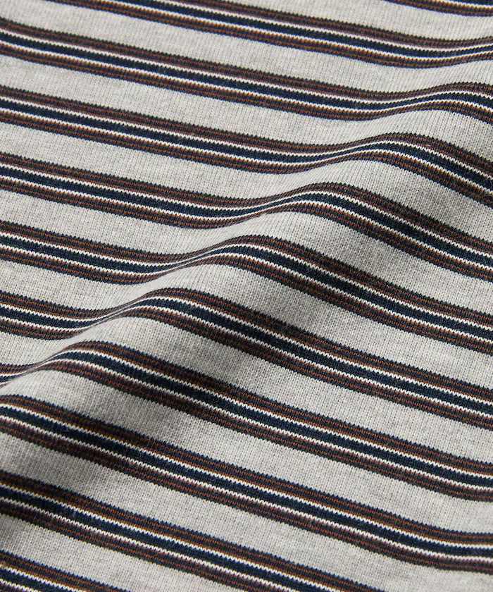 Multi-border Henley Neck Short Sleeve T-shirt