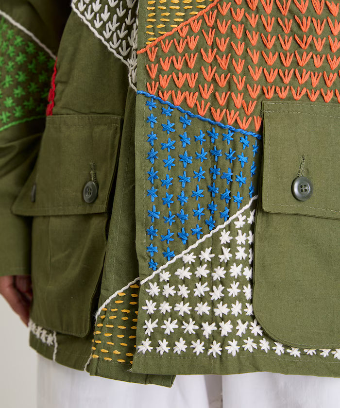 Vintage Hand-Stitch Remake Military Shirt Plain