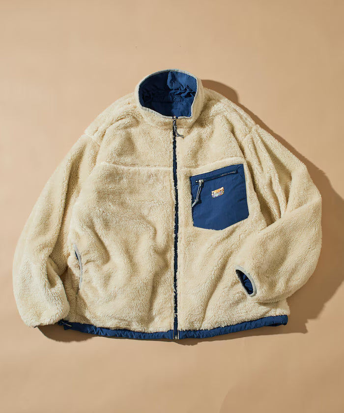 Relaxed Fit One Point Logo Reversible Nylon Fleece Jacket