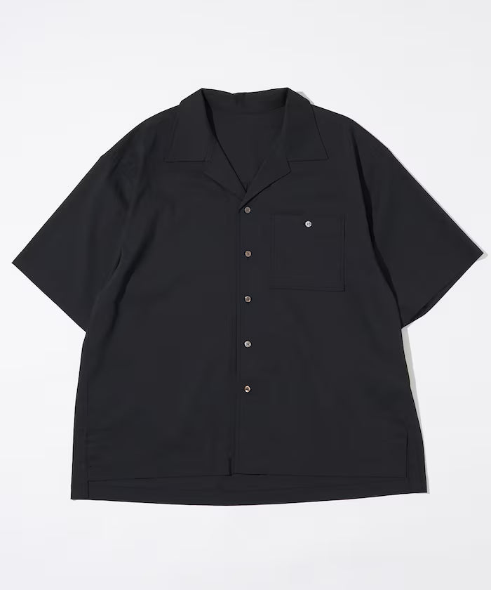 Ramie Blend Oversize Short Sleeve Open Collar Shirt / Easy Care Shirt / Linen Blend Short Sleeve Shirt