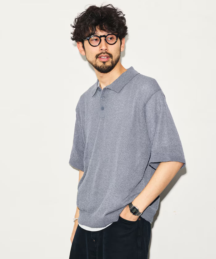 Dry Touch Boucle Yarn Knit Polo Shirt
