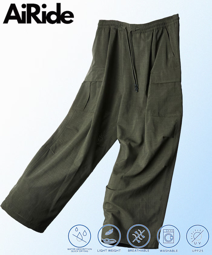 AiRide/AiRide Wide Silhouette Packable Easy Cargo Pants/Aquick drying/UV cut 【Limited Edition】 - Olive