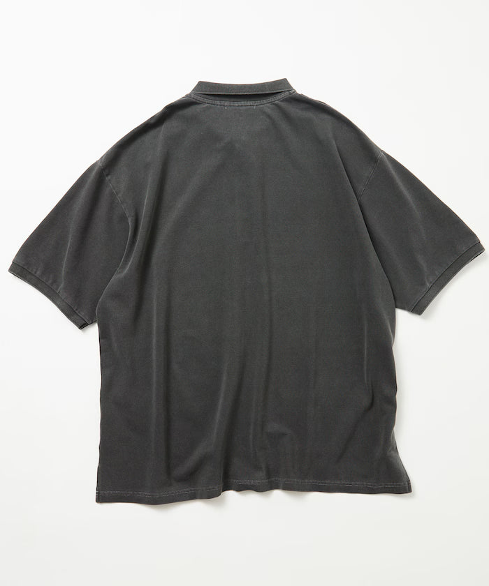Big Silhouette Vintage Process One Point Embroidery Short Sleeve Polo Shirt