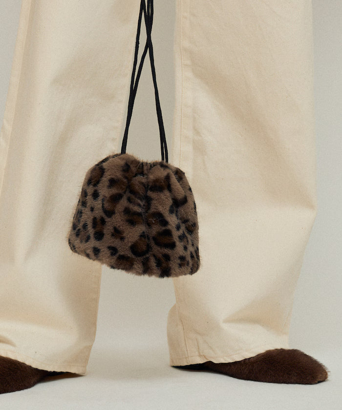Fake Fur Mini Drawstring Bag