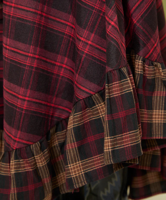Nell Check Asymmetrical Frill Skirt