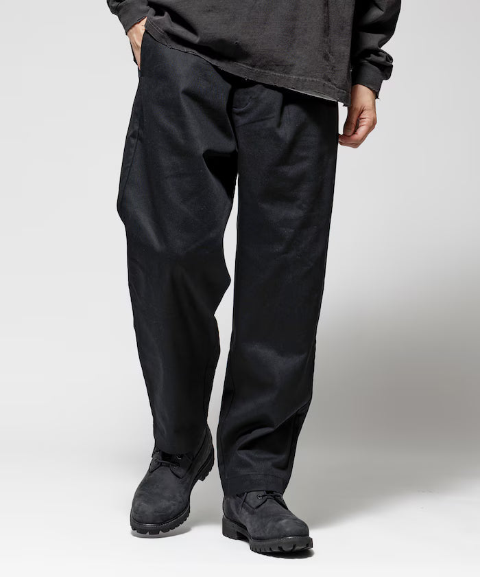 Wide Silhouette Drawstring Chino Pants / Tapered Silhouette Easy Chino Pants