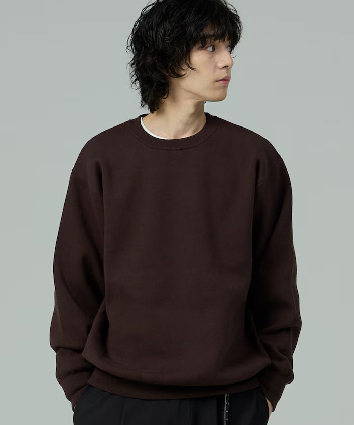 Sweat-like Crew Neck Knit - Brown