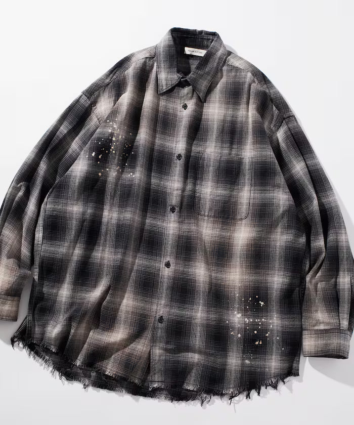 Relax Fit Relaxed Fit Bleached Ombre Check Flannel Shirt [Limited Edition]
