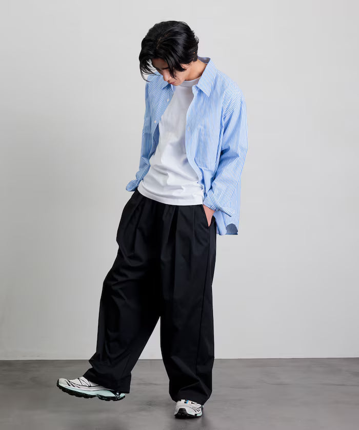 Wide Silhouette Poly chino Tuck Easy Pants 【Limited Release】