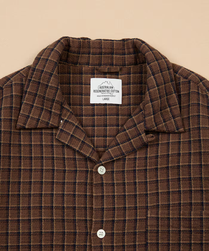 AUSTRALIAN COTTON Open Collar Check Shirt Short Sleeve