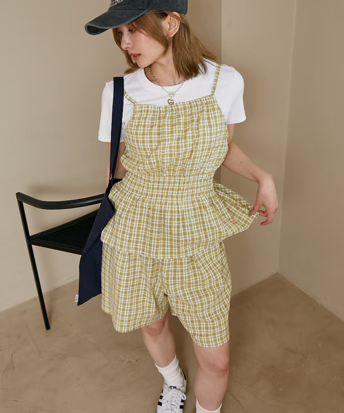 Shearling camisole x short pants set limited edition