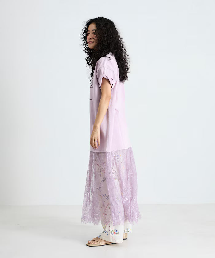 T-shirt lace docking one-piece