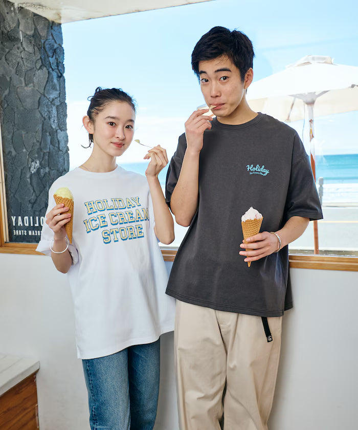 HOLIDAY ICECREAM×FREAK'S STORE Collaboration Big Silhouette Back Print Crew Neck T-Shirt [Limited Edition]
