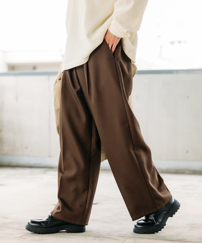 Wide Silhouette Staple Twill Easy Slacks/Wide Slacks [Limited Edition]