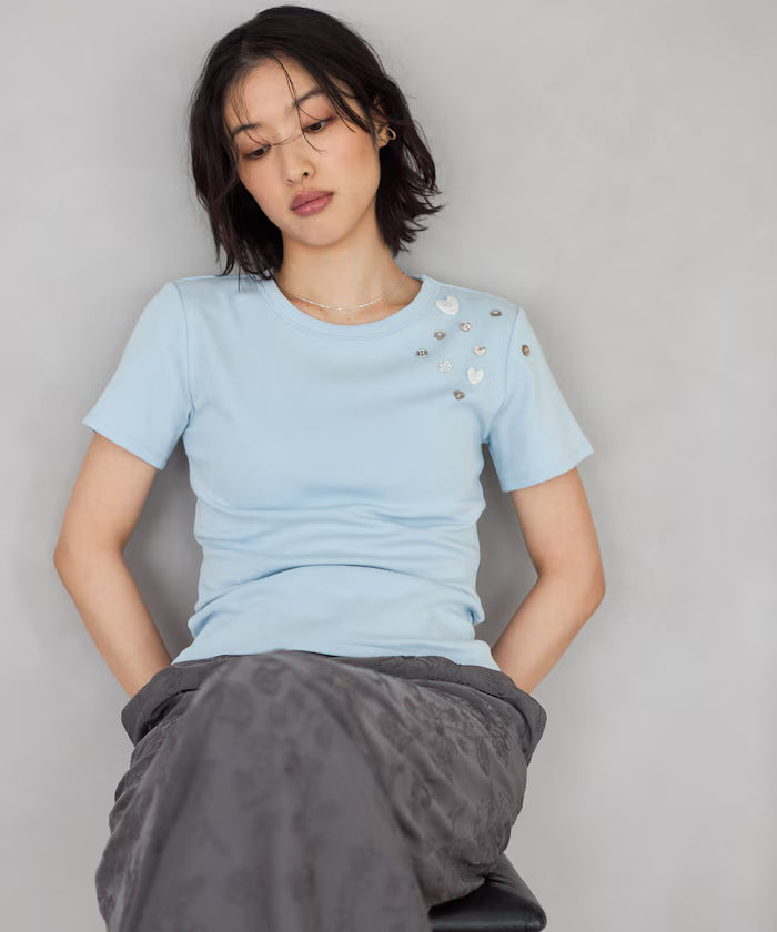 Many Button Cotton Modal Short Sleeve T-Shirt