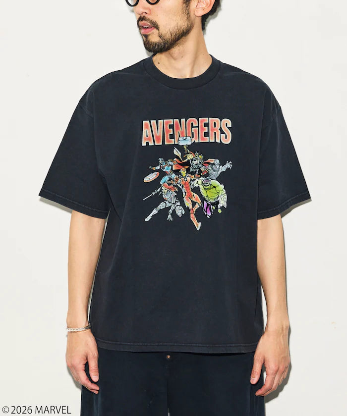 MARVEL/Marvel Avengers Crew Neck T-Shirt / Electrostatic Flock Processing