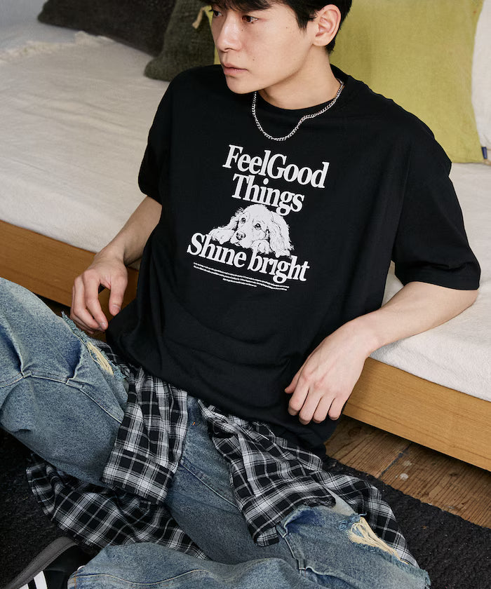 <Functional Material> Shime Bright Dog Print T-shirt Limited Edition