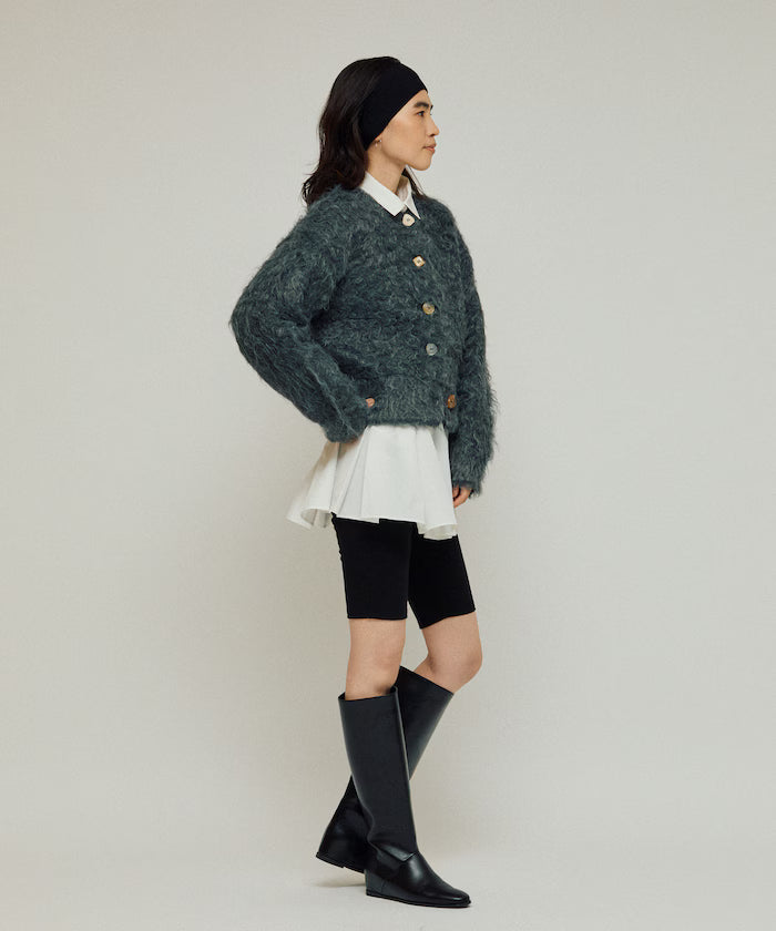 Variation Button Shaggy Knit Cardigan