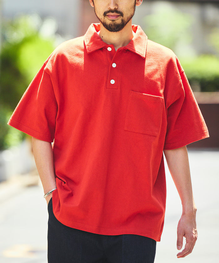 HEAVY WEIGHT/Heavyweight Short Sleeve Polo Shirt/T-Shirt/10.5 ounces - Red