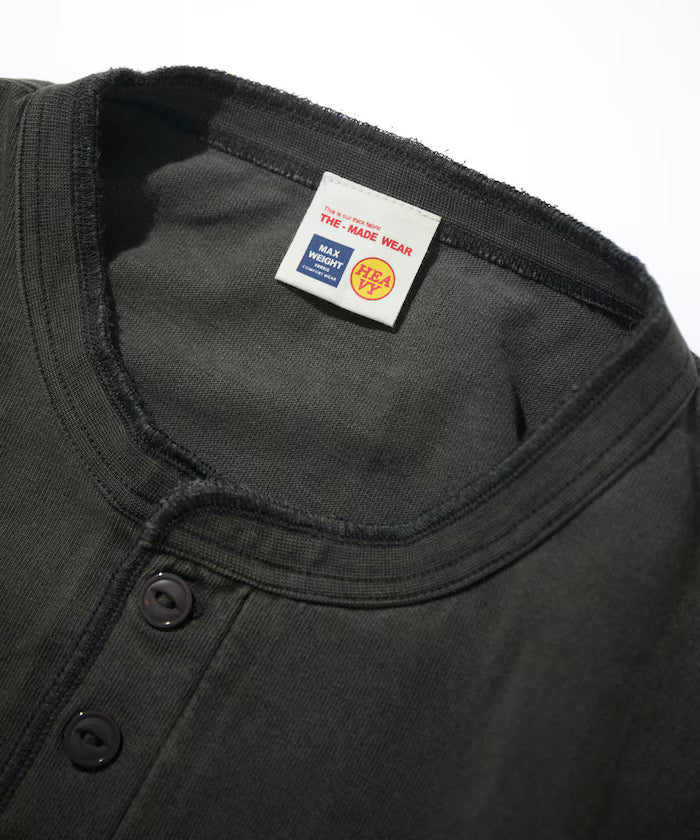 HEAVY WEIGHT/Pigment Short Sleeve Henley Neck T-Shirt/10.5 ounces