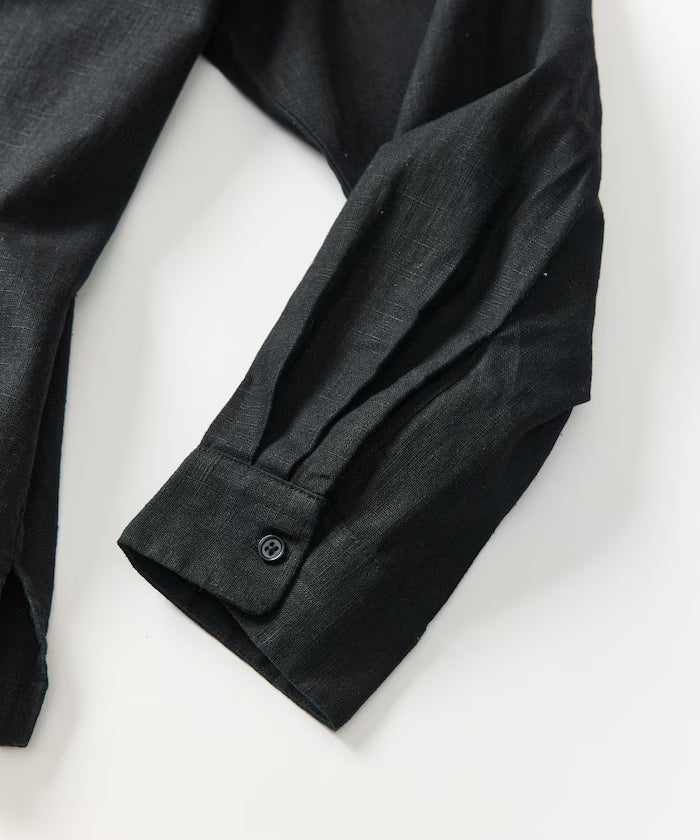 LINEN COTTON OPEN COLLAR SHIRT【Compatible with setups】