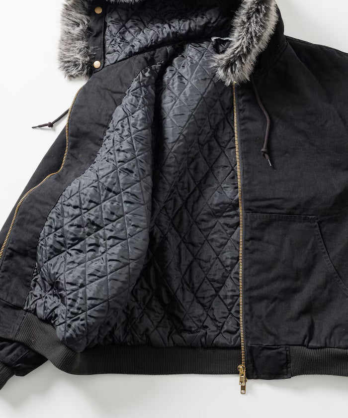 2way fake fur zip-up padded hooded jacket with detachable fur