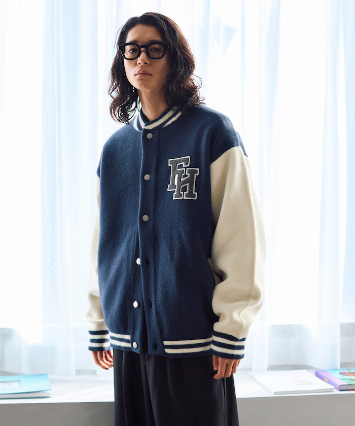 Relaxed Fit Logo Knit Varsity Jacket