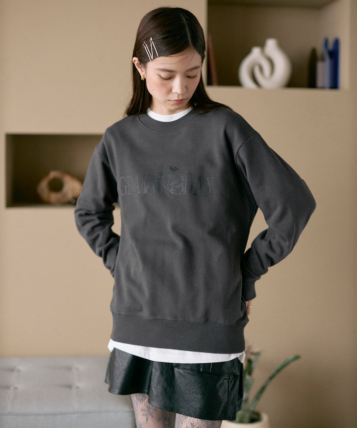 Organic Cotton Animal Logo Print Sweat / CAT / Relaxed Fit / French Terry Sweat