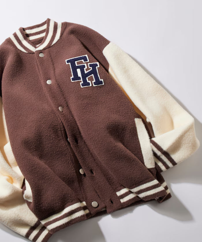 Relaxed Fit Logo Knit Varsity Jacket