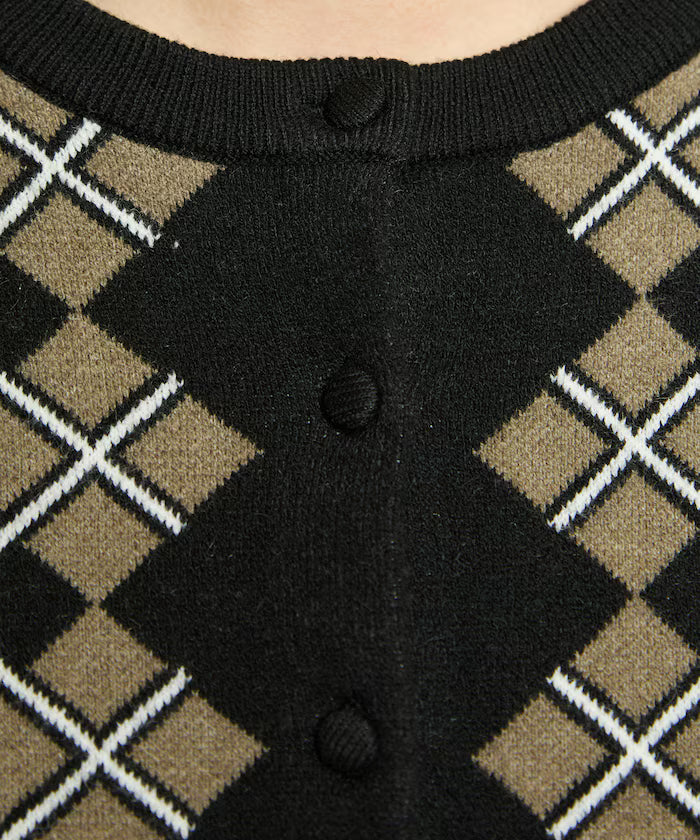 Argyle Pattern Jacquard Knit Cardigan Limited Edition