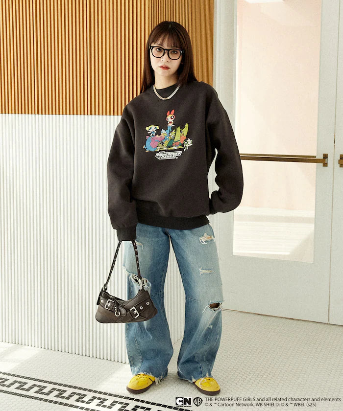 The Powerpuff Girls Front Art Crew Neck Sweatshirt Limited Edition