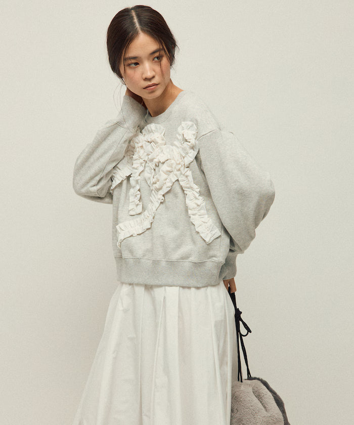 Organic Cotton Gather Ribbon Sweat / Relaxed Fit / French Terry Sweat