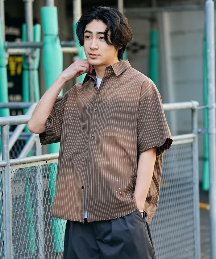 Big Silhouette Damage Processing Regular Color S/S Shirt/Check/Stripe/Fade Processing [Limited Edition]