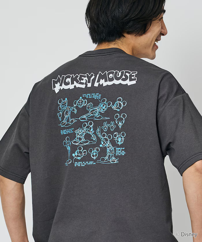 Limited Edition DISNEY Mickey Mouse Monochrome Back Print Crew Neck T-Shirt - Charcoal Gray