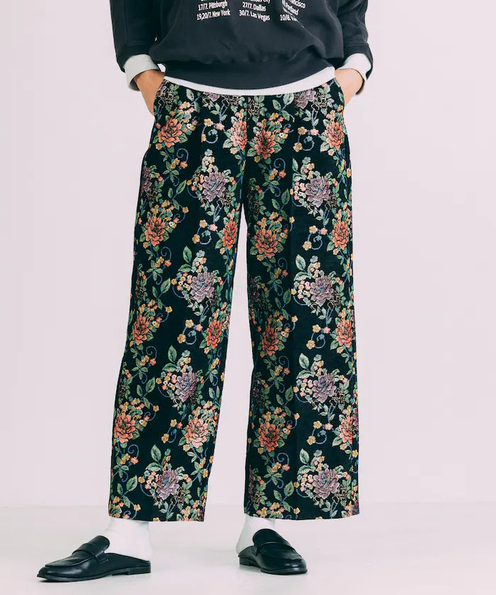 Flower Jacquard Wide Pants