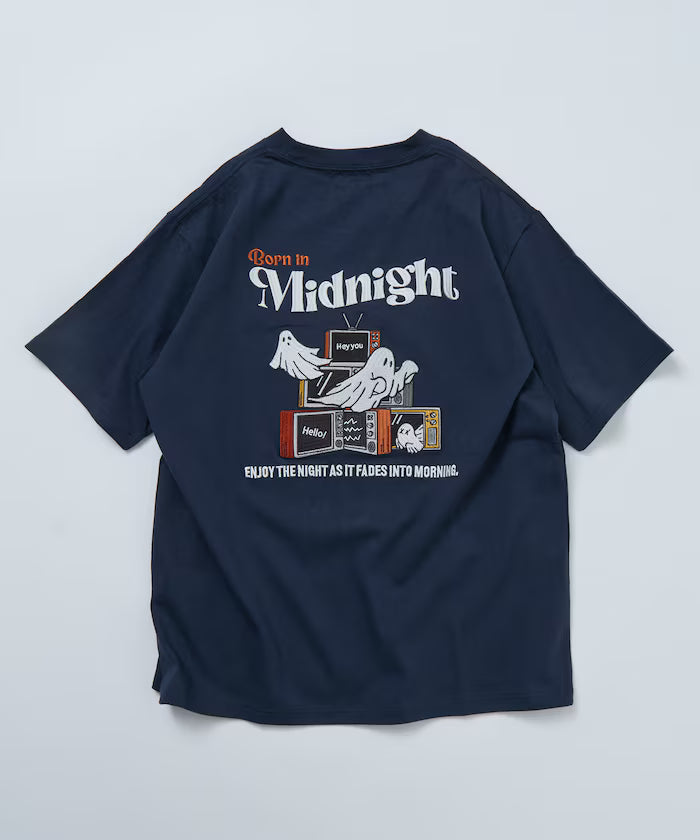 Relaxed Fit Back Embroidery Design Crew Neck T-Shirt / Midnight [Limited Edition]