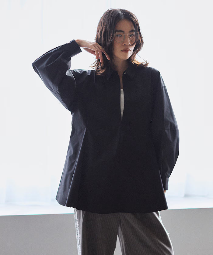 Flare Silhouette Skipper Balloon Sleeve Shirt