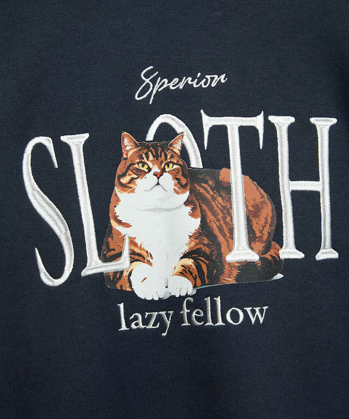 SLOTH Cat Fleece Lined Sweatshirt Limited Edition