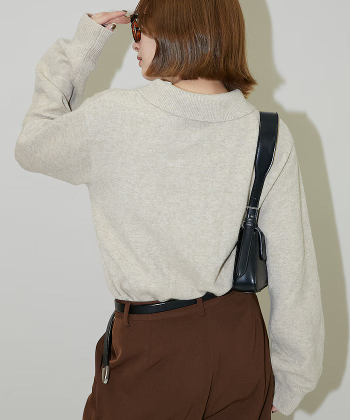 Polo knit pullover with flower motif - limited edition