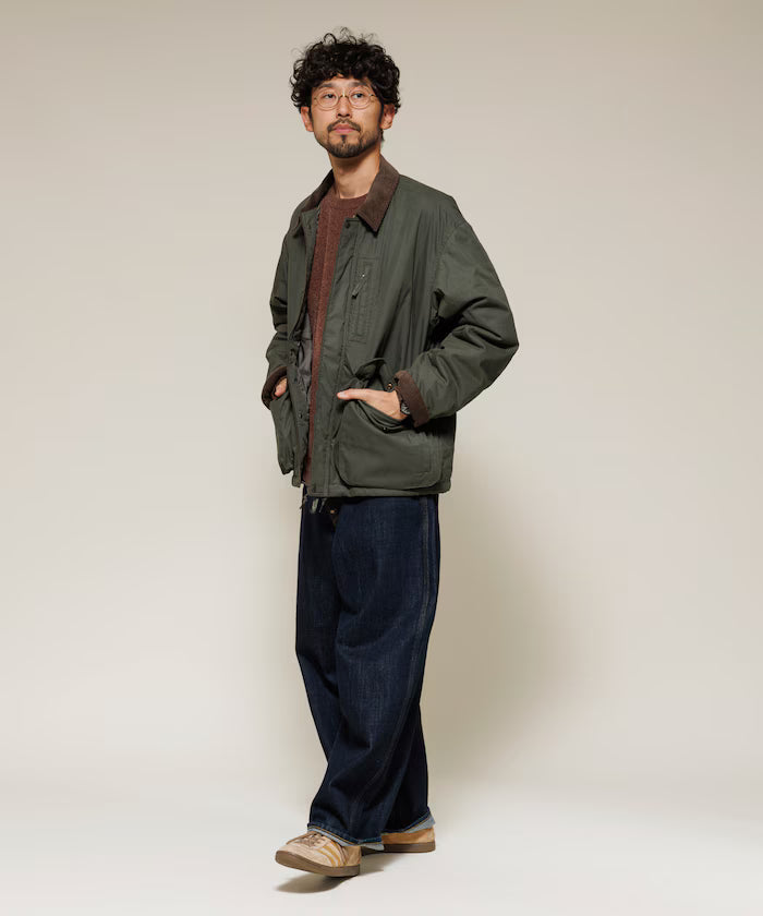 Corduroy panel cotton nylon blouson
