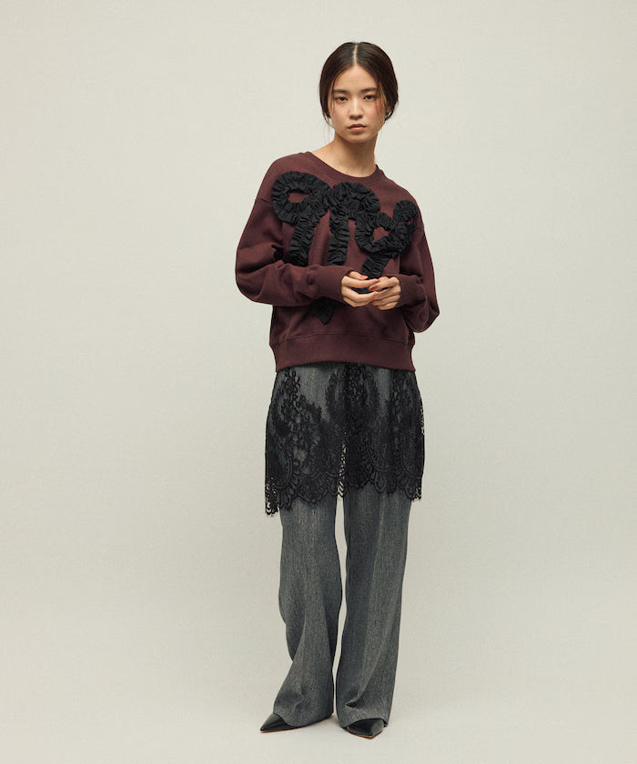 Organic Cotton Gather Ribbon Sweat / Relaxed Fit / French Terry Sweat