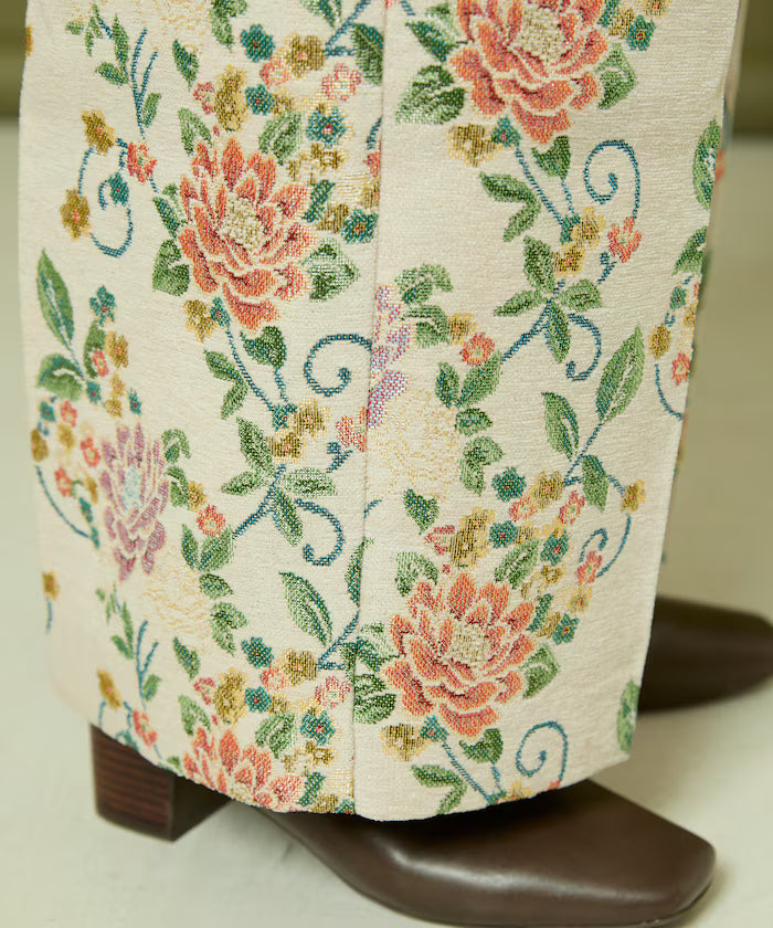 Flower Jacquard Wide Pants
