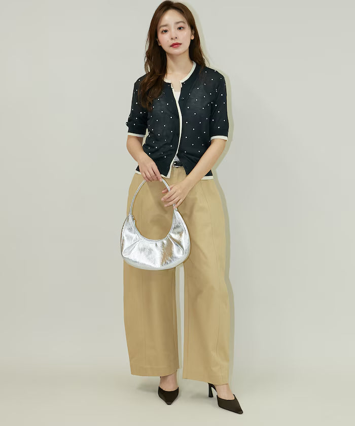 Dot Pattern Layered Short Sleeve Knit Cardigan Limited Release