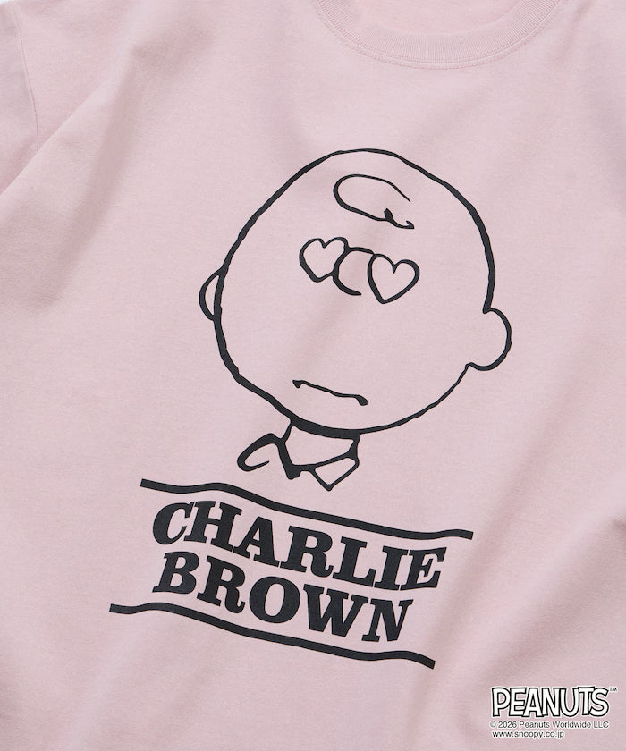 PEANUTS/Peanuts Custom Big Silhouette Crew Neck T-Shirt/Charlie Brown/Heart Eye [Limited Edition]