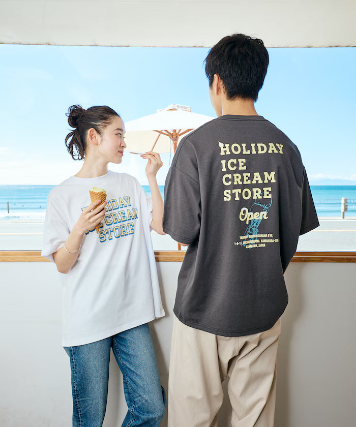 HOLIDAY ICECREAM×FREAK'S STORE Collaboration Big Silhouette Back Print Crew Neck T-Shirt [Limited Edition]