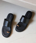 Metal Accent Thumb Loop Sandal - Black