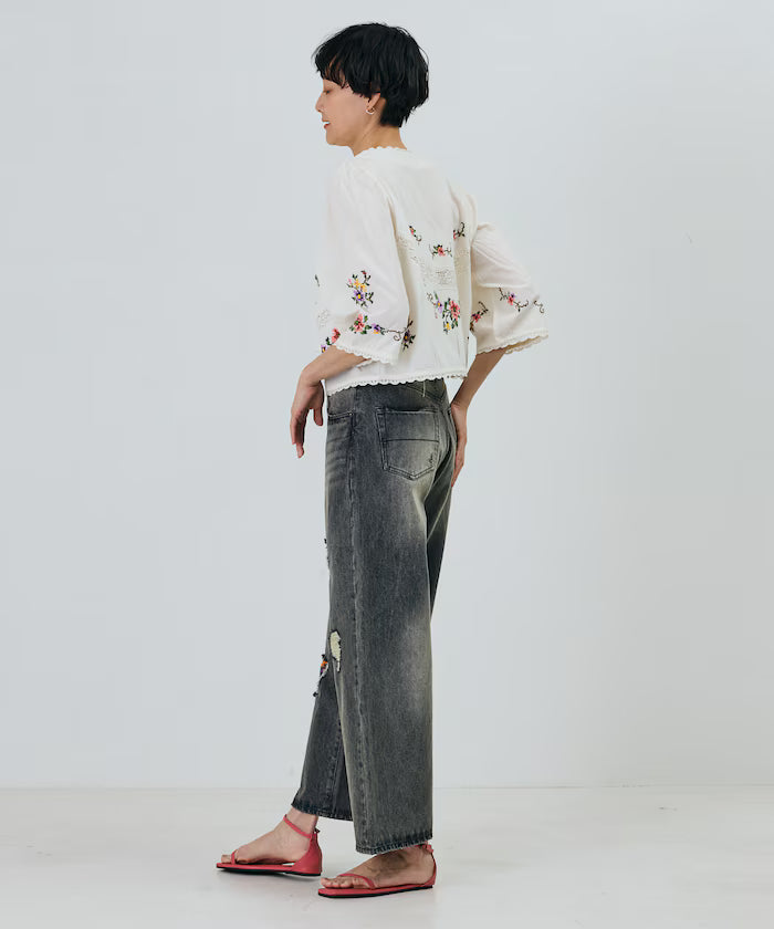 India Flower Cross Embroidery Lace Bolero