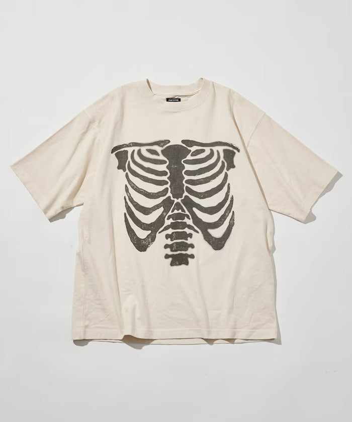 Bone Print Powder Bleach Crew Neck T-Shirt