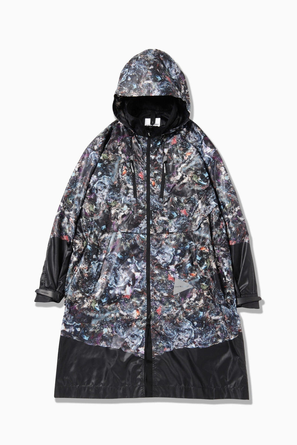 stone printed rip coat - Black